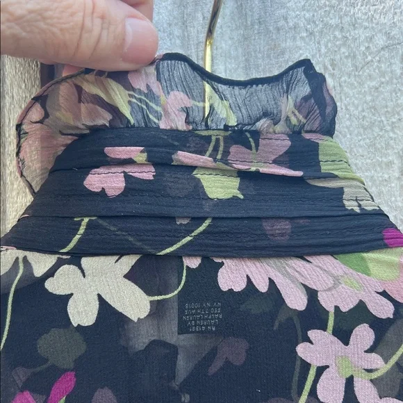 Ralph Lauren Black and Purple Floral Blouse 100% Silk Sheer - Picture 10 of 10